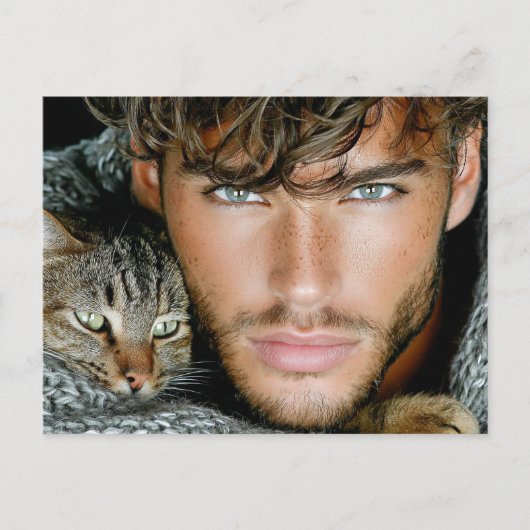 Beaux Hommes & Cartes d'Art de Chats (Devant)