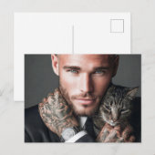Beaux Hommes & Cartes d'Art de Chats (Devant / Derrière)
