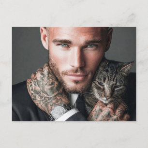 Beaux Hommes & Cartes d'Art de Chats