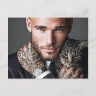 Beaux Hommes & Cartes d'Art de Chats