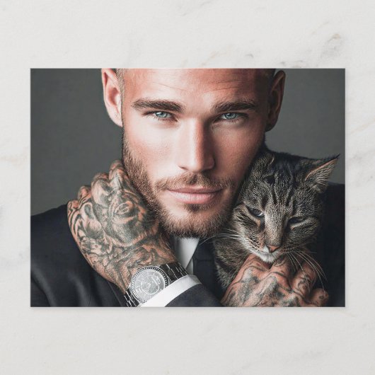 Beaux Hommes & Cartes d'Art de Chats (Devant)