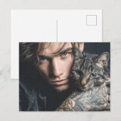 Beaux Hommes & Cartes d'Art de Chats (Devant / Derrière)