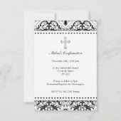 Beaux Invitations de Damas Vintages noirs et blanc (Dos)