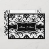 Beaux Invitations de Damas Vintages noirs et blanc (Devant / Derrière)