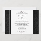 Beaux invitations de Mariage damassé noir et blanc (Dos)