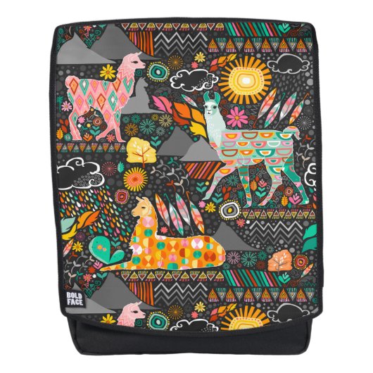 Beaux lamas sur le sac à dos gris (Devant)