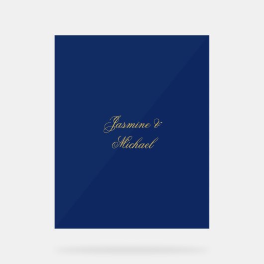 Beaux Noms De Couple Calligraphie Chic Bleu & Or (Recto)