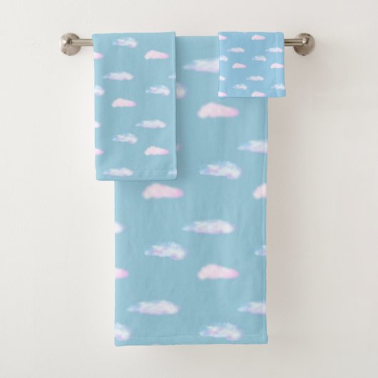Beaux Nuages Pastel sur Fond Bleu Clair (En situation)