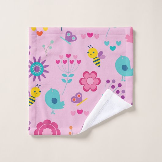 Beaux Oiseaux Abeilles Et Fleurs (Gant de toilette)