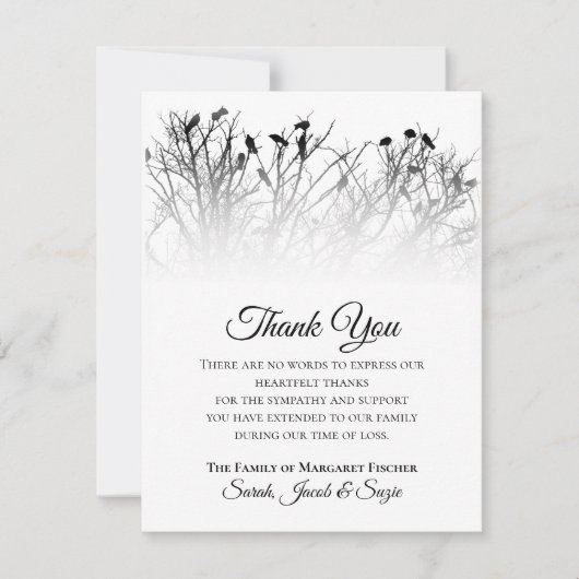 Beaux oiseaux dans les arbres Merci Carte de Sympa (Devant)