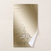 Beaux Oiseaux De Dessin En Amour - Personnalisé (Serviette à main)