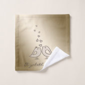 Beaux Oiseaux De Dessin En Amour - Personnalisé (Gant de toilette)