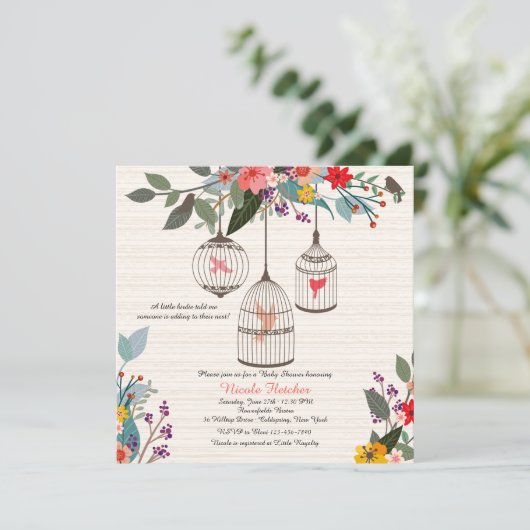 Beaux Oiseaux & Fleurs Invitation (Debout devant)