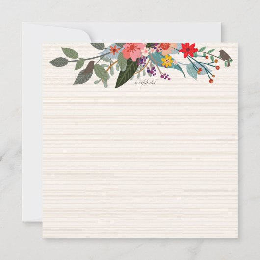 Beaux Oiseaux & Fleurs Invitation (Dos)