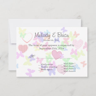 Beaux papillons doux et coeurs roses RSVP