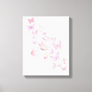 Beaux Papillons Roses - Toile Encadrée