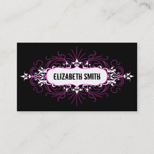Beaux rose/noir gothiques de carte de visite (Devant)