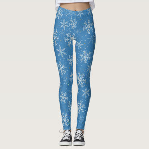 Beaux Snowflakes sur les Leggings Motifs Bleus