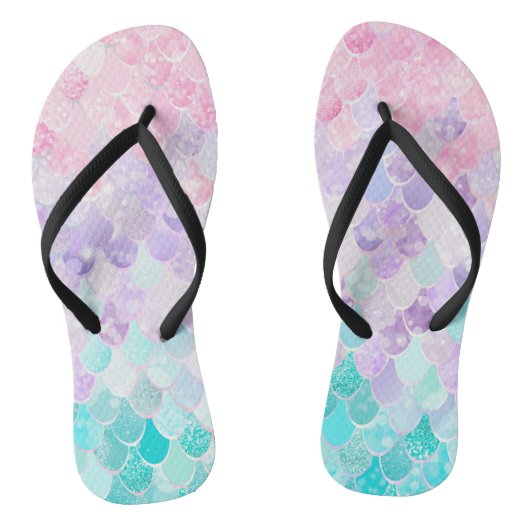 Beaux tongs de plage de Mermaid, rose, violet, Tur (Semelle)