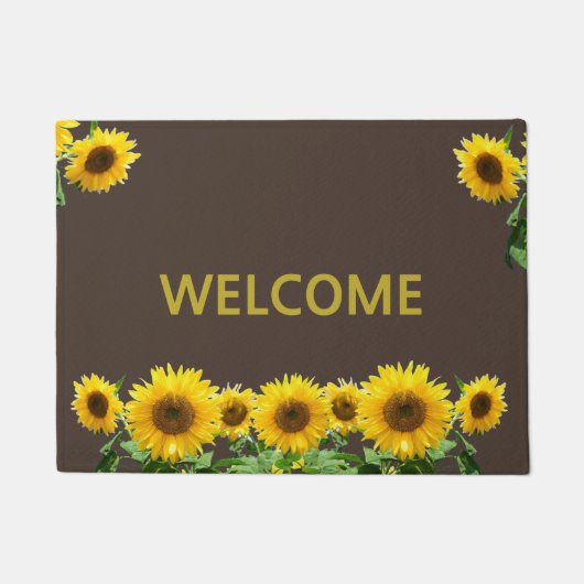 Beaux tournesols sur tapis de bienvenue Brown (Devant)