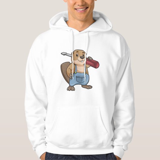 Beaver als ambachtsman met moersleutel hoodie (Voorkant)
