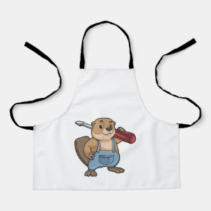Beaver als ambachtsman met moersleutel schort