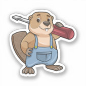 Beaver als ambachtsman met moersleutel sticker (Voorkant)