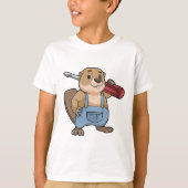 Beaver als ambachtsman met moersleutel t-shirt (Voorkant)