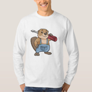 Beaver als ambachtsman met schroevendraaier t-shirt