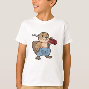Beaver als ambachtsman met schroevendraaier t-shirt