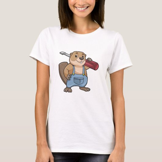 Beaver als ambachtsman met schroevendraaier t-shirt (Voorkant)
