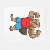 Beaver als Bodybuilder met grote bovenarmen Fleece Deken (Voorkant (Horizontaal))