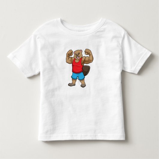 Beaver als Bodybuilder met grote bovenarmen Kinder Shirts (Voorkant)