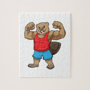 Beaver als Bodybuilder met grote bovenarmen Legpuzzel