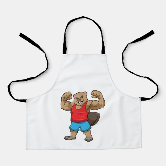 Beaver als Bodybuilder met grote bovenarmen Schort (Voorkant)