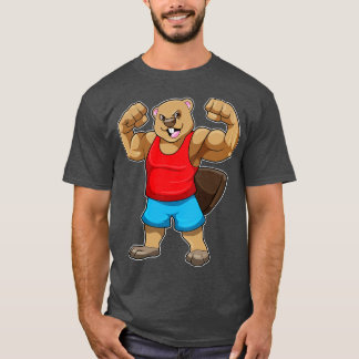 Beaver als Bodybuilder met grote bovenarmen T-shirt