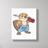 Beaver as Craftsman with Wrench Canvas Afdruk (Voorkant)