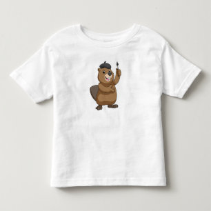 Beaver as Painter with Paint brush Kinder Shirts
