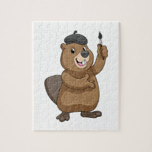 Beaver as Painter with Paint brush Legpuzzel