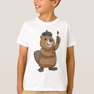 Beaver as Painter with Paint brush T-shirt
