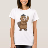 Beaver as Painter with Paint brush T-shirt (Voorkant)