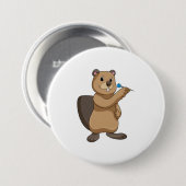 Beaver at Darts Ronde Button 7,6 Cm (Voorkant /achterkant)