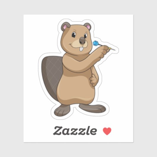 Beaver at Darts Sticker (Vel)