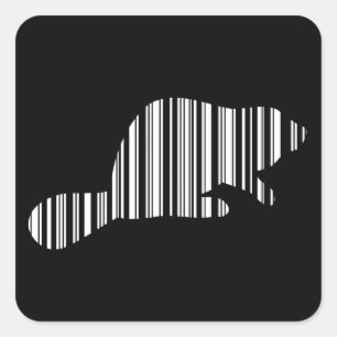 BEAVER BAR CODE Dierlijke streepjescode Patroonont Vierkante Sticker