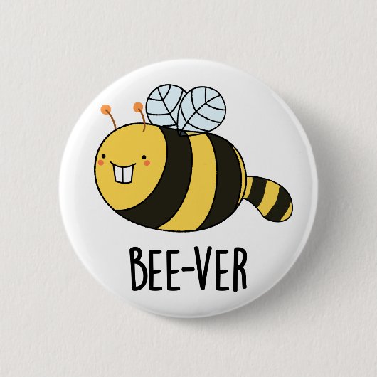 Beaver bee pun ronde button 5,7 cm (Voorkant)