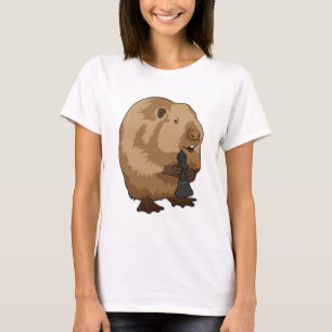 Beaver bij Chess met Chess Bishop T-shirt