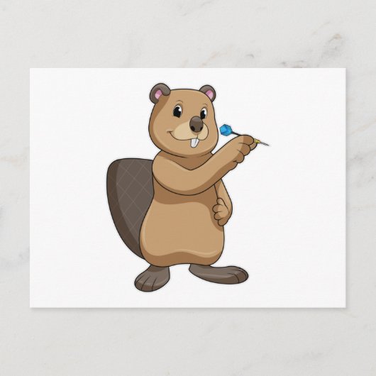 Beaver bij Darts met Dart Briefkaart (Voorkant)