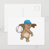 Beaver bij honbalspullen met pet briefkaart (Voorkant / Achterkant)