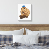 Beaver bij honkbal met honkbal canvas afdruk (Insitu (Slaapkamer))