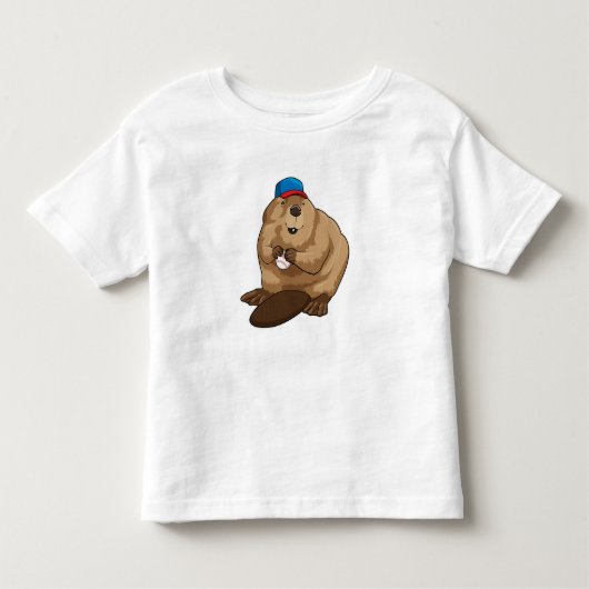 Beaver bij honkbal met honkbal kinder shirts (Voorkant)